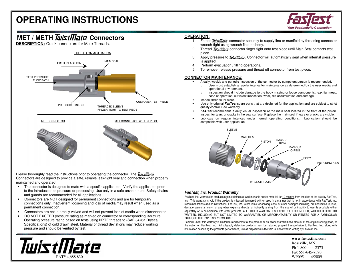 FasTest TwistMate Series User Manual | 1 page