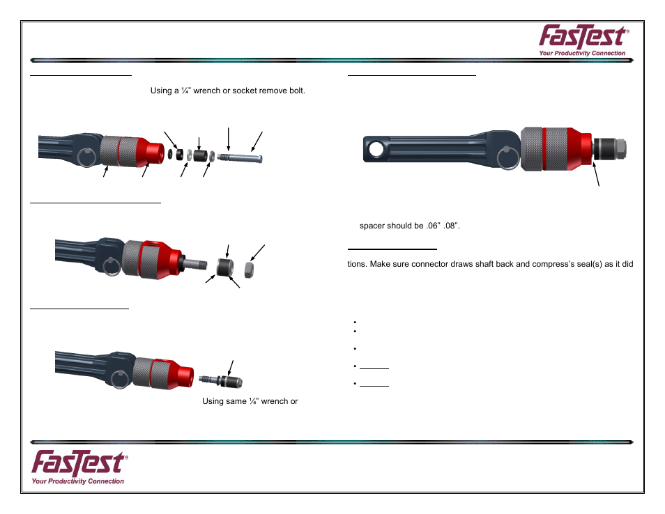 Seal replacement instructions, Zn1 dis-assembly, Zn2, 3 & 4 dis-assembly | Zn1 re-assembly, Zn2, 3 & 4 re-assembly | FasTest EZ Series Seal Maintenance User Manual | Page 2 / 2