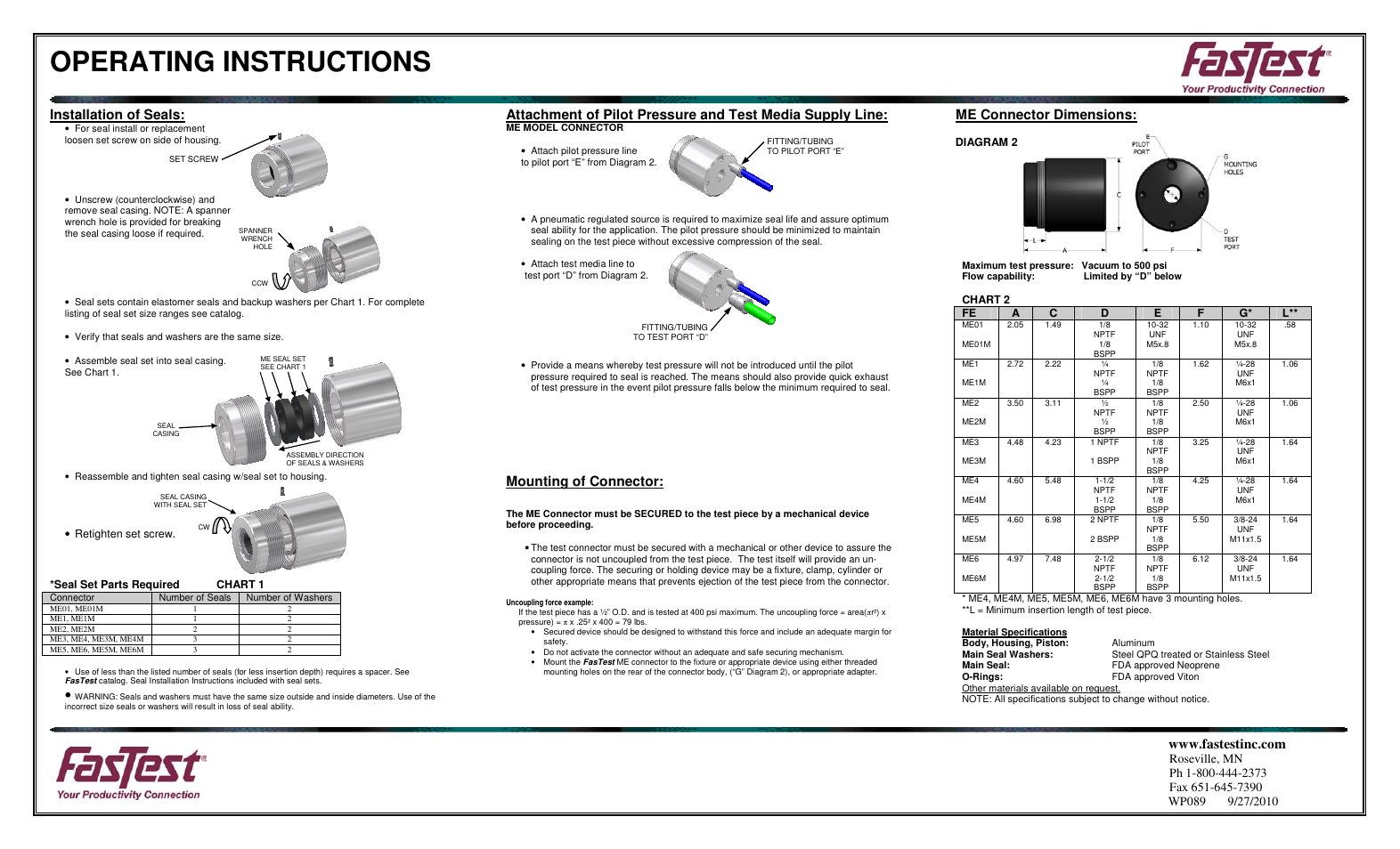 FasTest ME01 Series User Manual | 2 pages