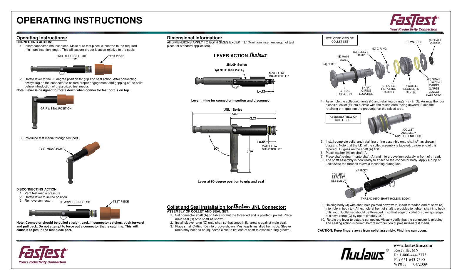FasTest JNL Series User Manual | 2 pages