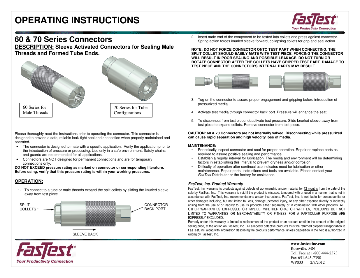 FasTest 70 Series User Manual | 1 page