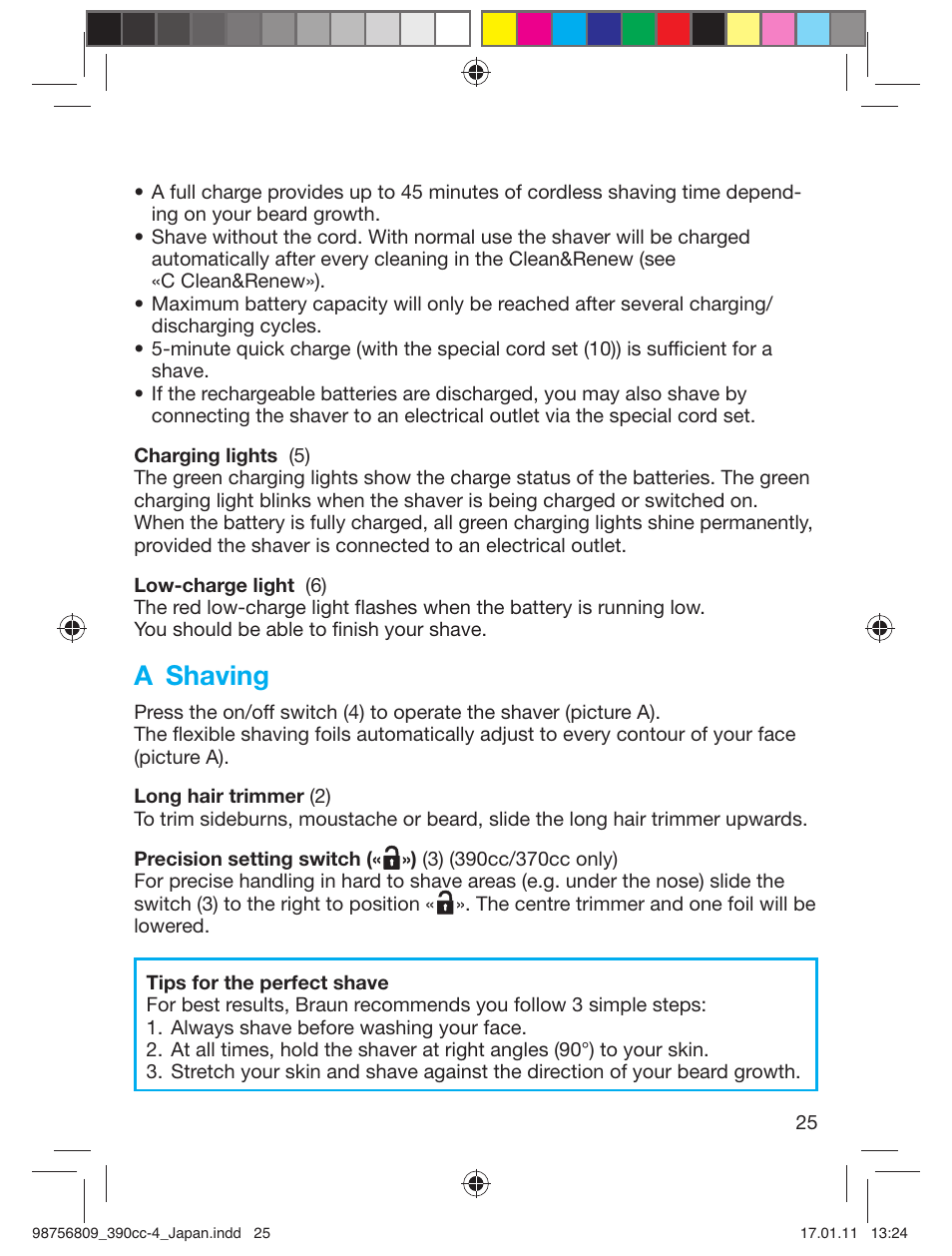 A shaving | Braun 390CC-4 User Manual | Page 25 / 32