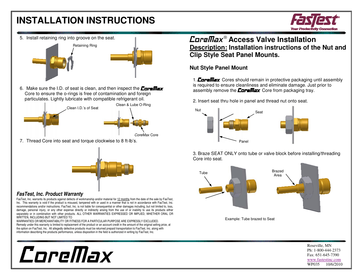 FasTest Panel Mount User Manual | 2 pages