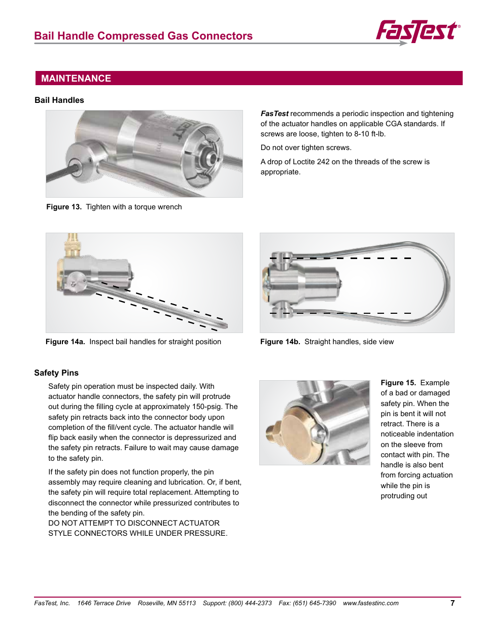 Bail handle compressed gas connectors | FasTest Bail Handle Gas Connectors User Manual | Page 9 / 16