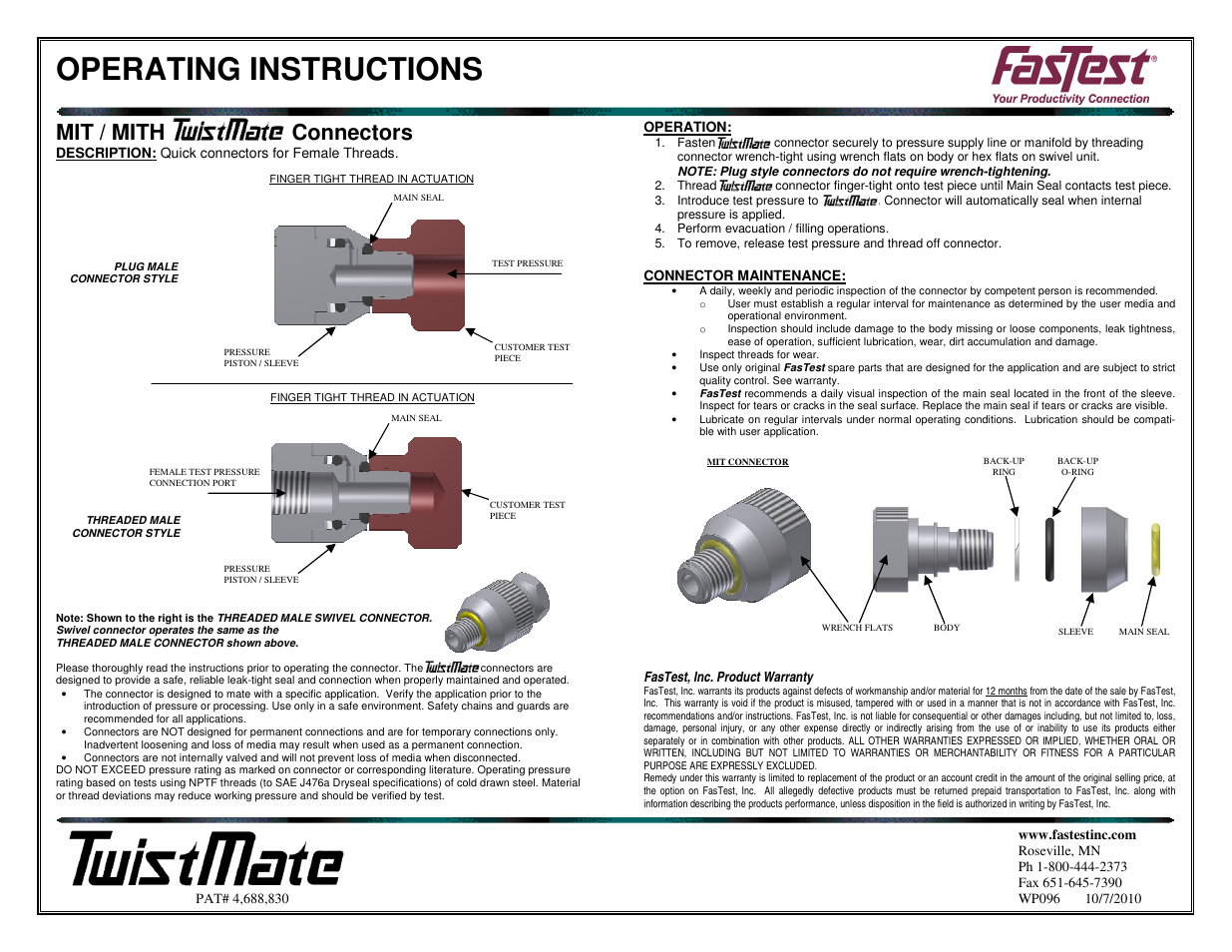 FasTest TwistMate Serie User Manual | 2 pages