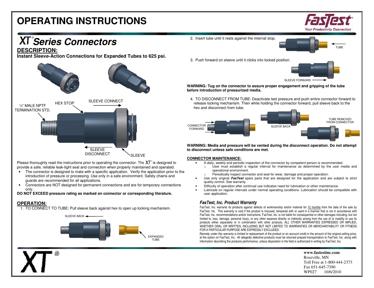 FasTest XT Series User Manual | 1 page