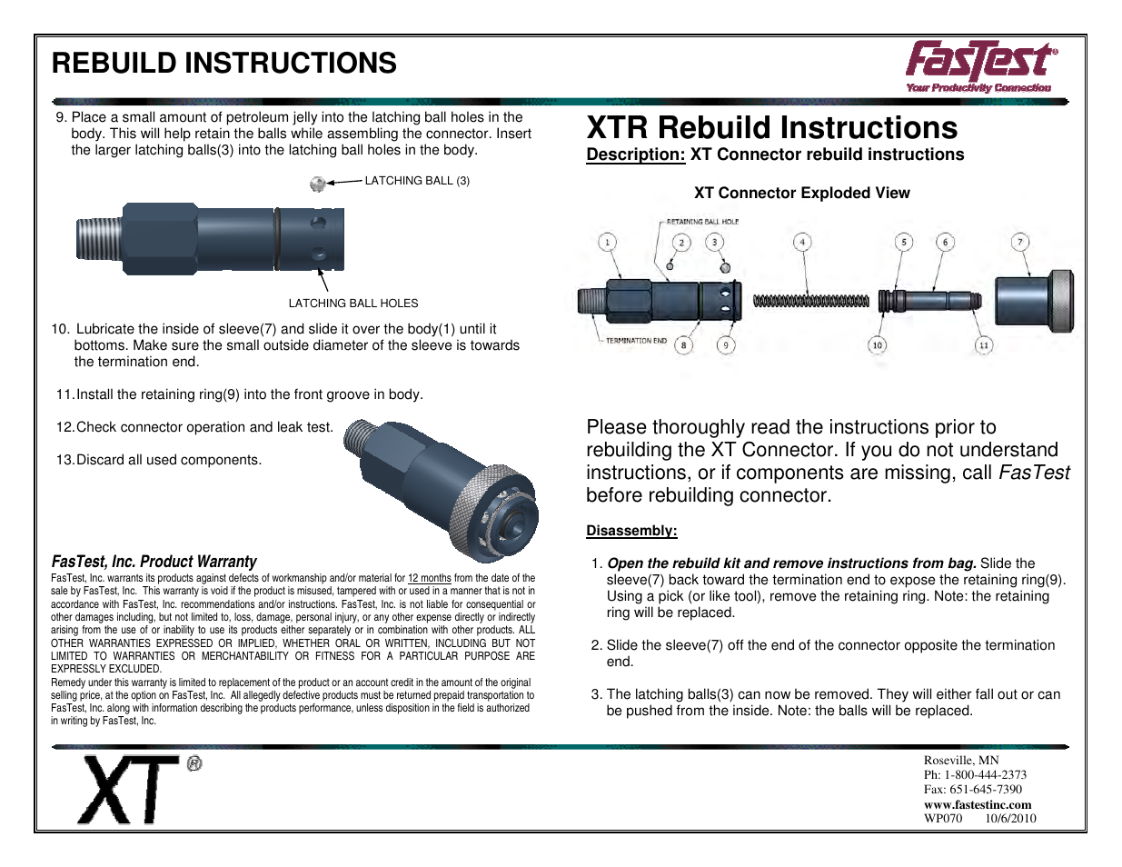 FasTest XT Series Rebuild User Manual | 2 pages