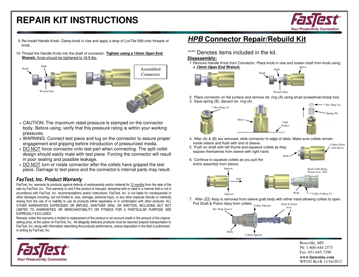 FasTest HPB Series Maintenance User Manual | 2 pages