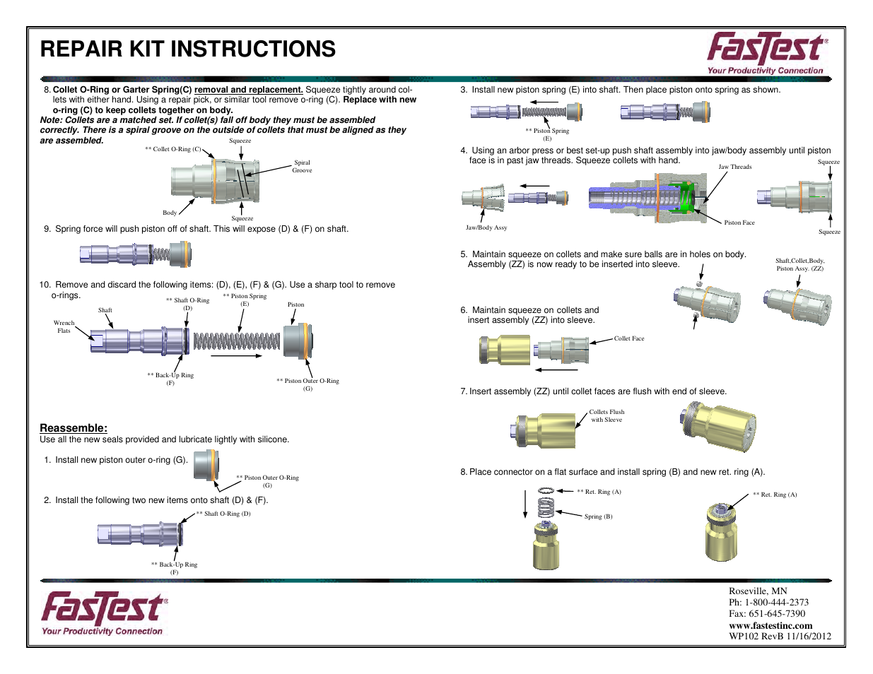 Repair kit instructions | FasTest HPB Series Maintenance User Manual | Page 2 / 2