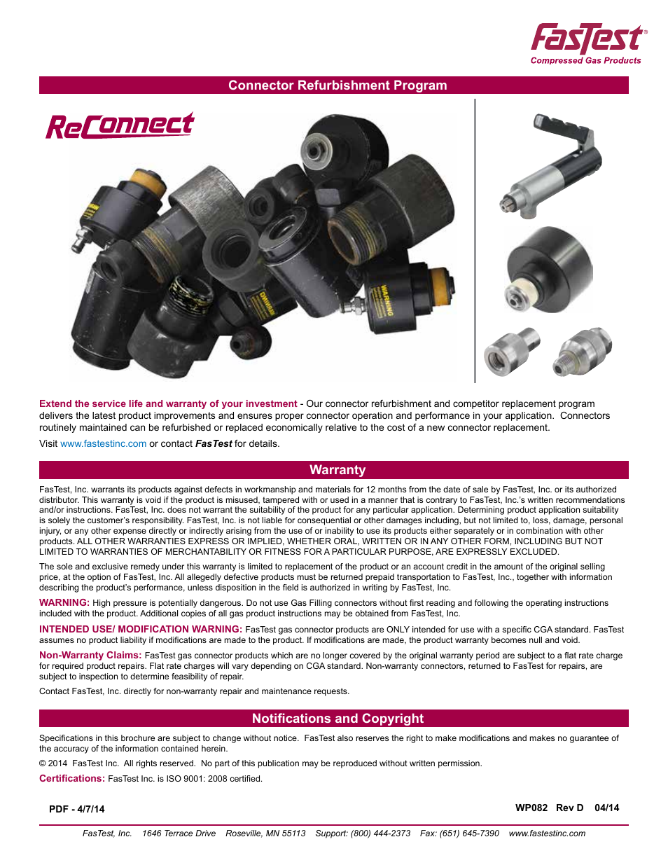 Warranty | FasTest Compressed Gas Medical Connectors User Manual | Page 20 / 20