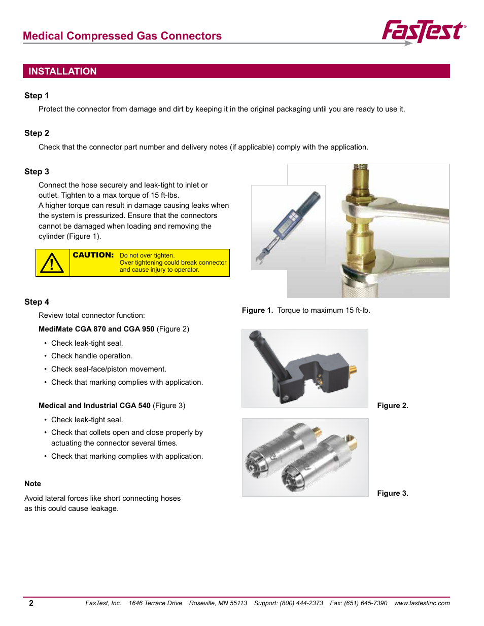 Medical compressed gas connectors | FasTest Compressed Gas Medical Connectors User Manual | Page 4 / 20