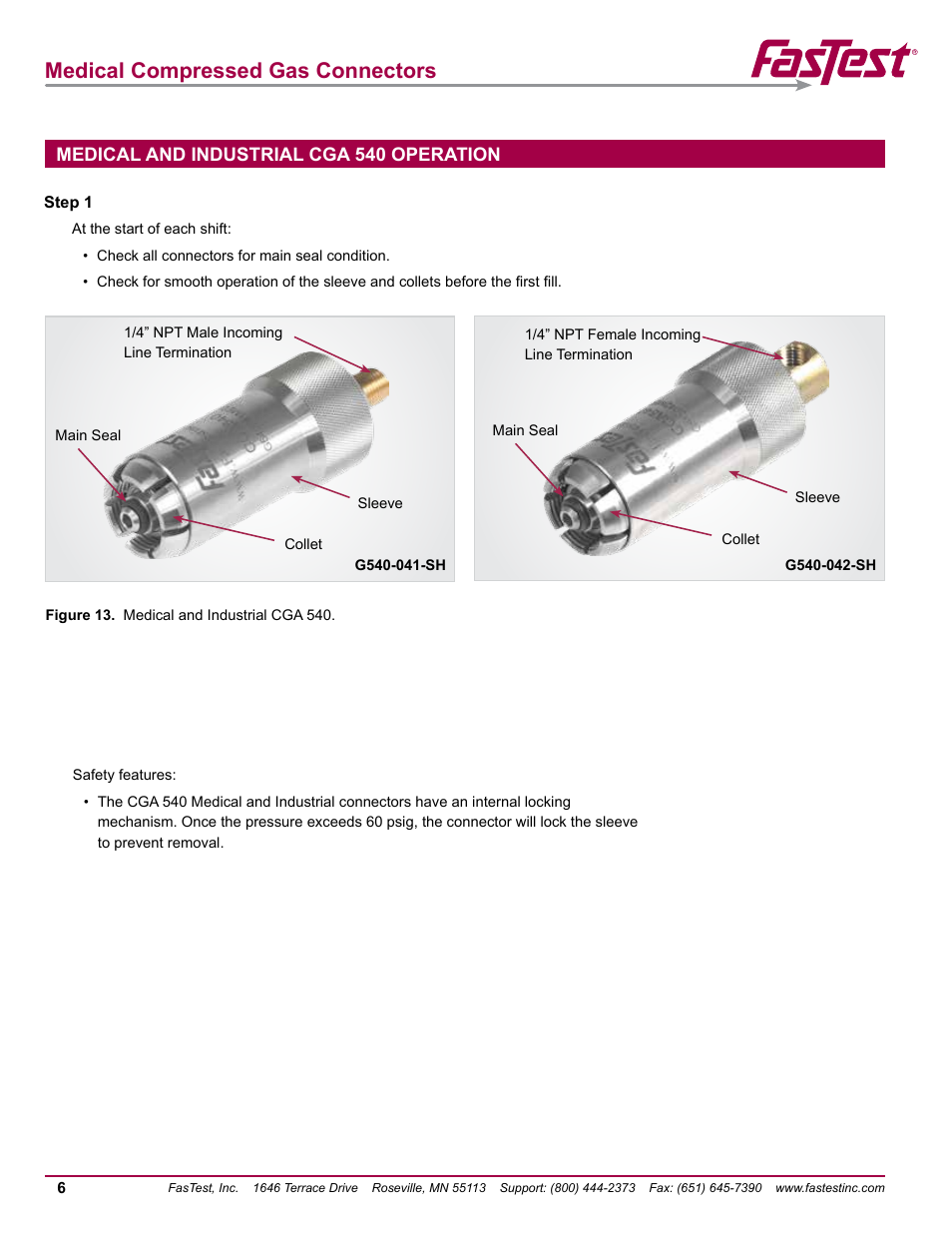 Medical compressed gas connectors | FasTest Compressed Gas Medical Connectors User Manual | Page 8 / 20
