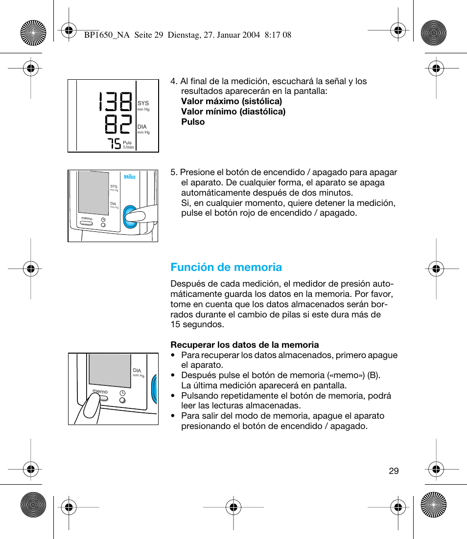 Braun bp1600 User Manual | Page 29 / 39