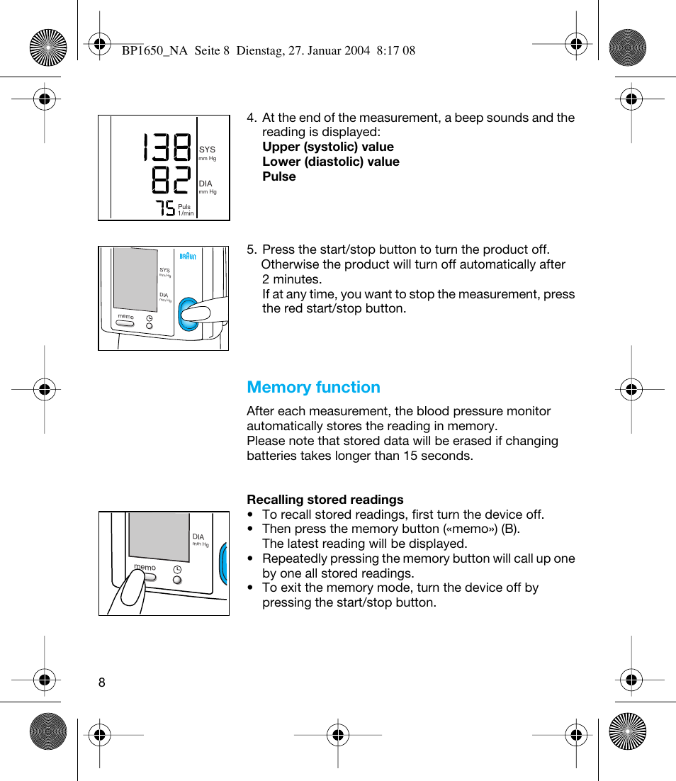 Braun bp1600 User Manual | Page 8 / 39
