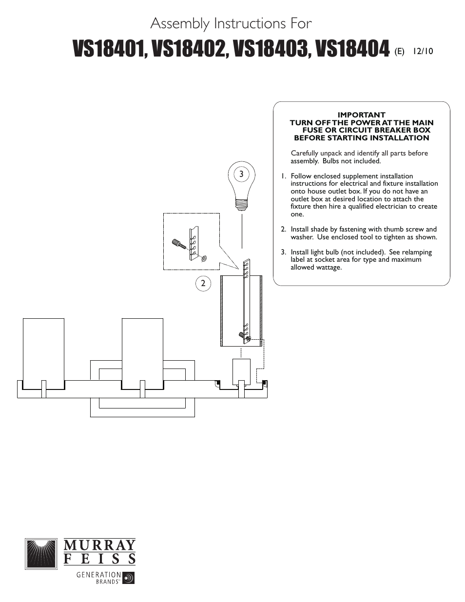 Feiss VS18404 User Manual | 1 page