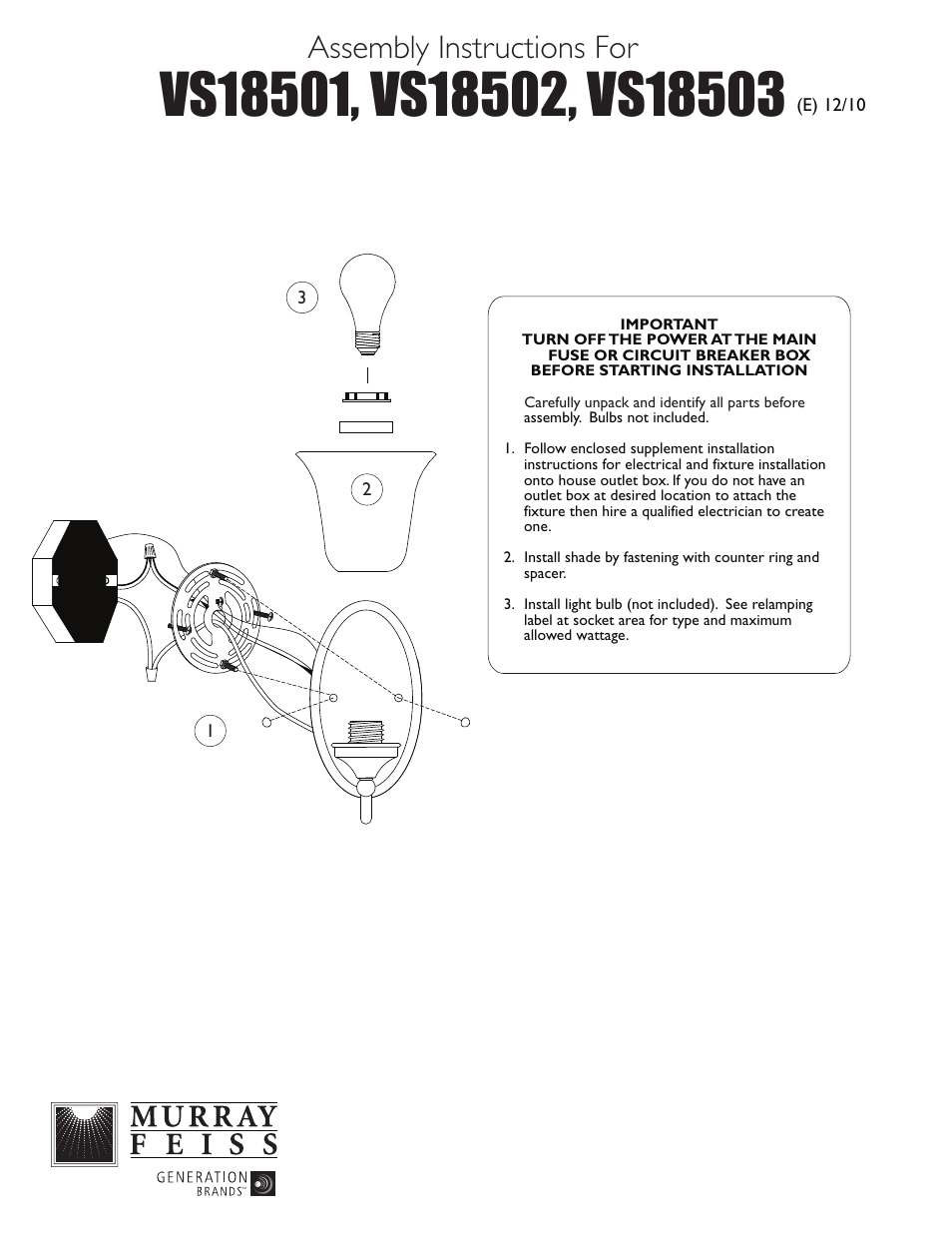 Feiss VS18503 User Manual | 1 page