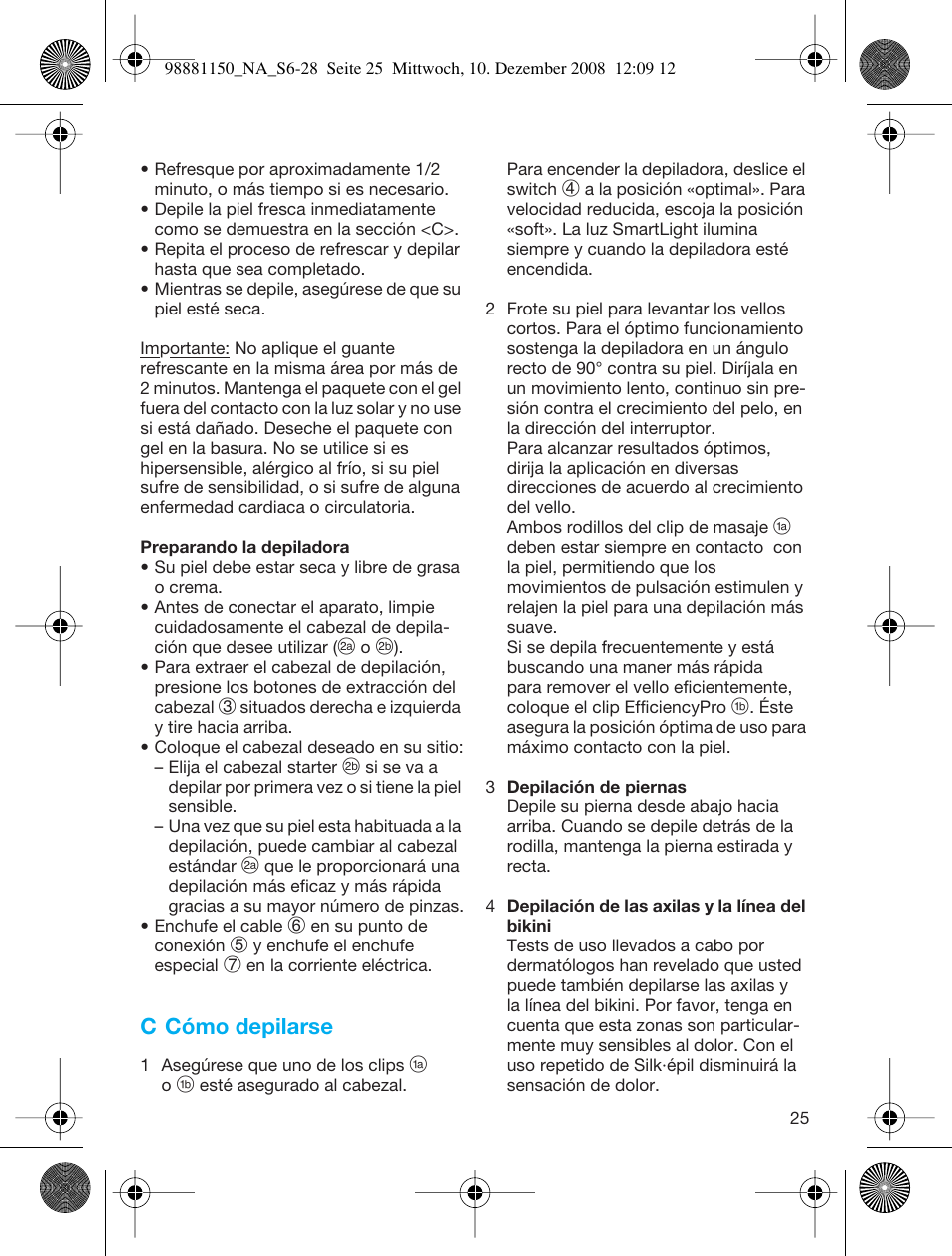 C cómo depilarse | Braun 5180 User Manual | Page 24 / 26