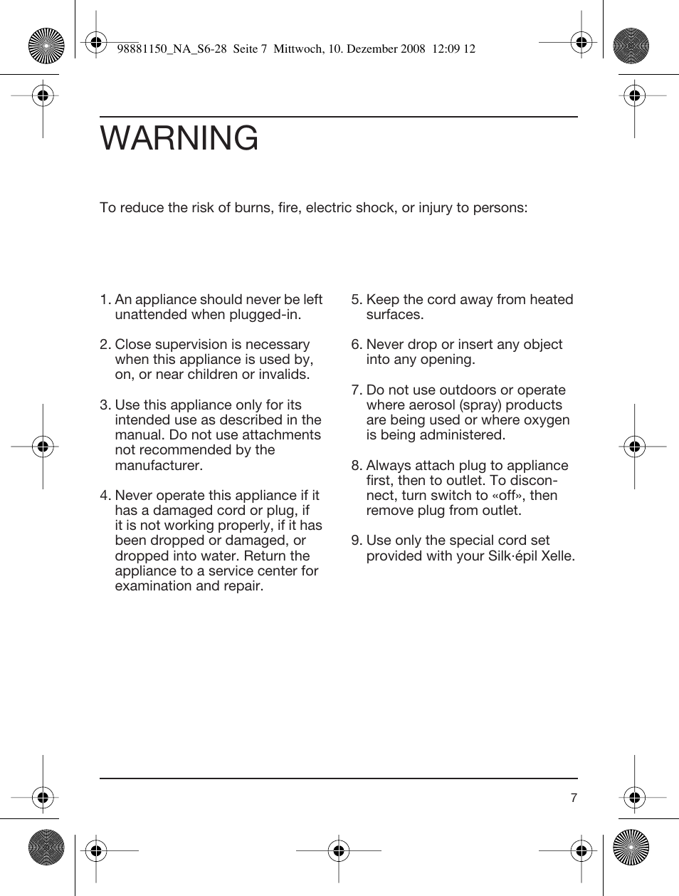 Warning | Braun 5180 User Manual | Page 6 / 26