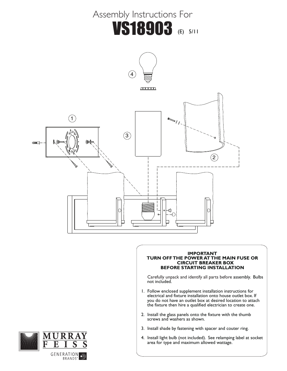 Feiss VS18903 User Manual | 1 page