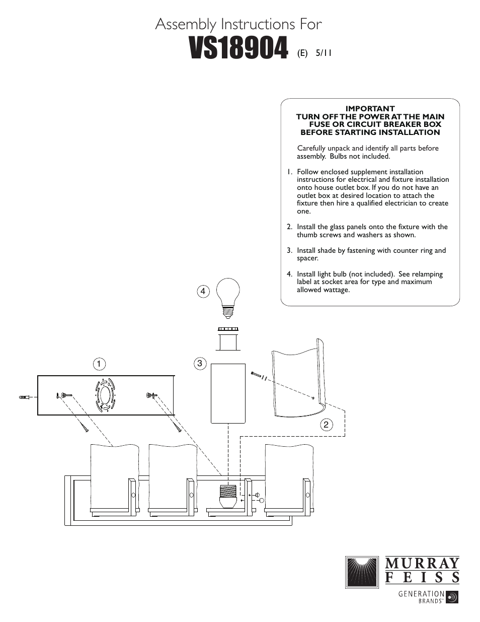 Feiss VS18904 User Manual | 1 page