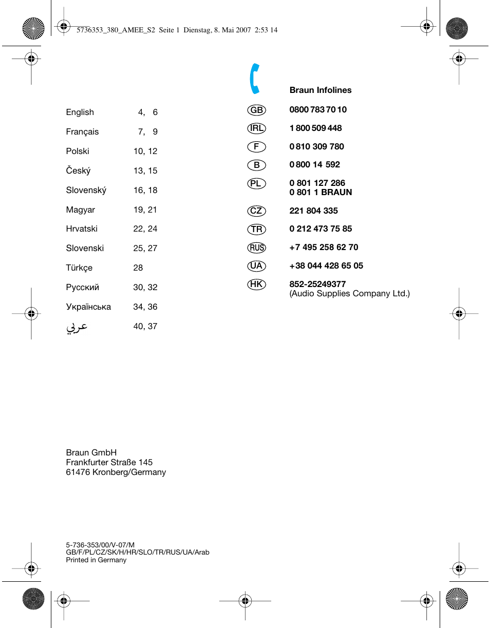 Braun 5736 User Manual | Page 2 / 40