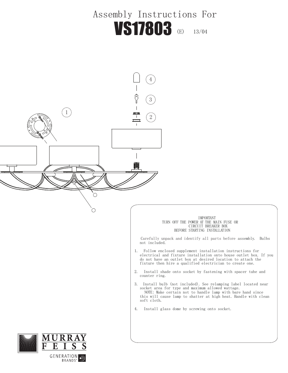 Feiss VS17803 User Manual | 1 page