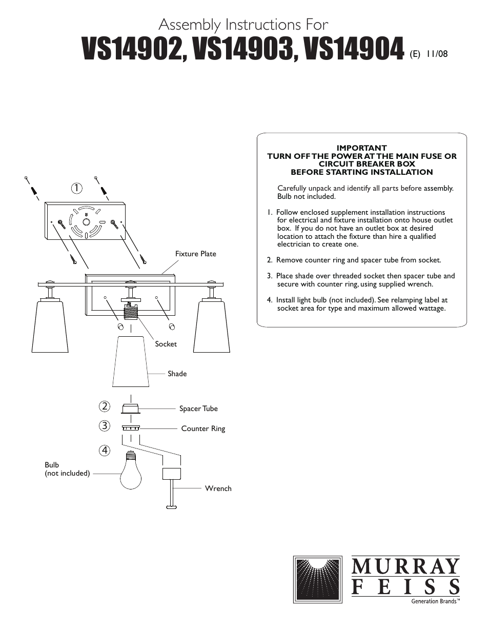 Feiss VS14904 User Manual | 1 page