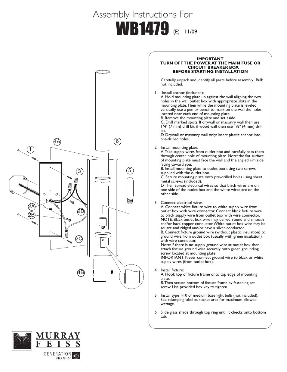 Feiss WB1479 User Manual | 1 page