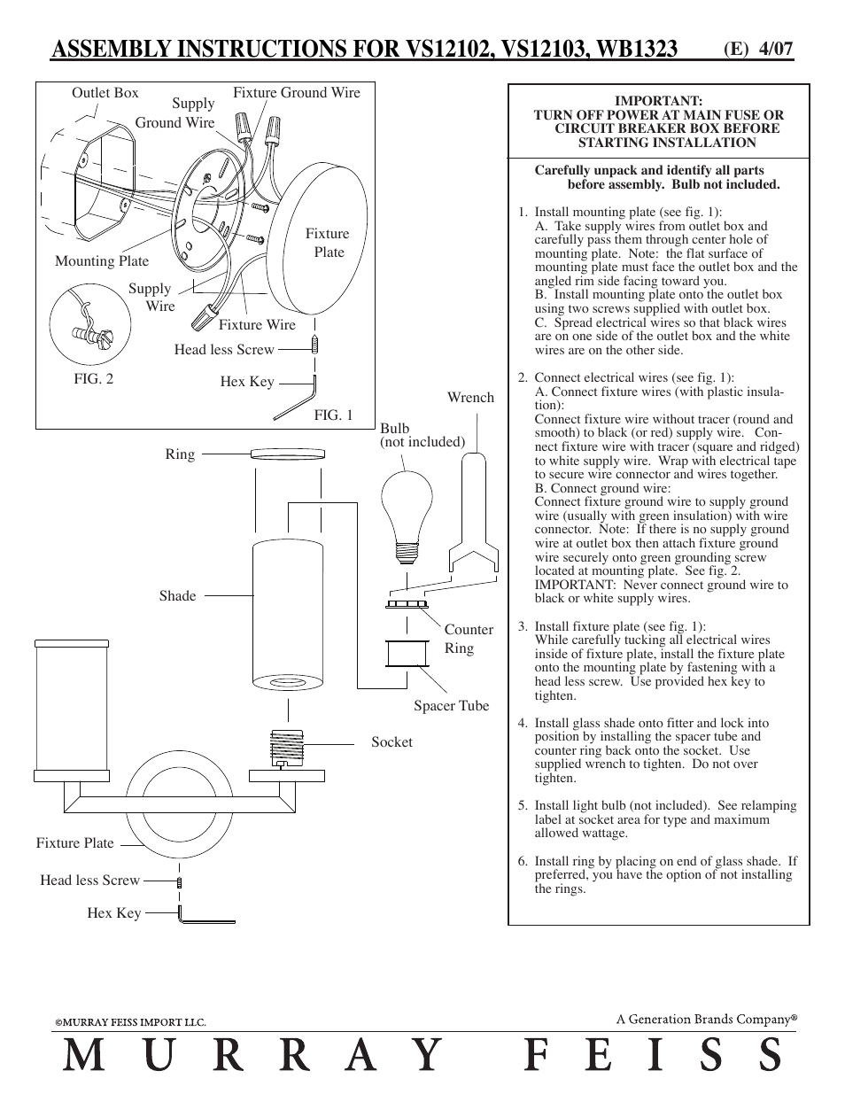 Feiss WB1323 User Manual | 1 page
