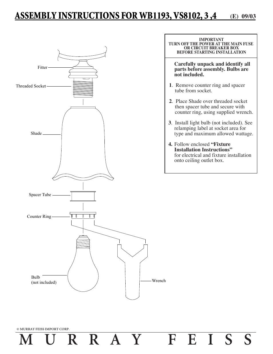 Feiss VS8104 User Manual | 1 page