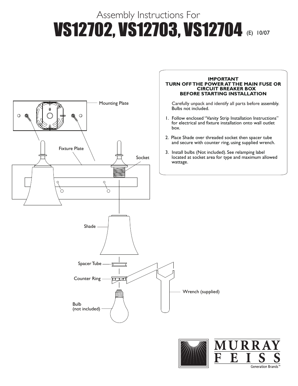 Feiss VS12704 User Manual | 1 page