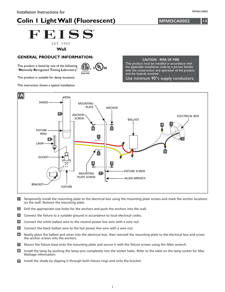 Feiss MFMISCA0002 User Manual | 4 pages