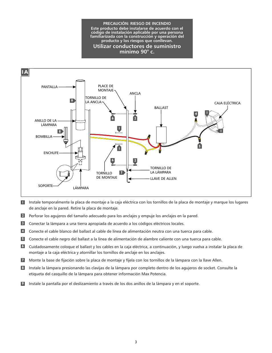 Utilizar conductores de suministro mínimo 90° c | Feiss MFMISCA0002 User Manual | Page 3 / 4