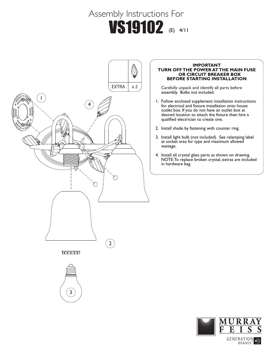 Feiss VS19102 User Manual | 1 page
