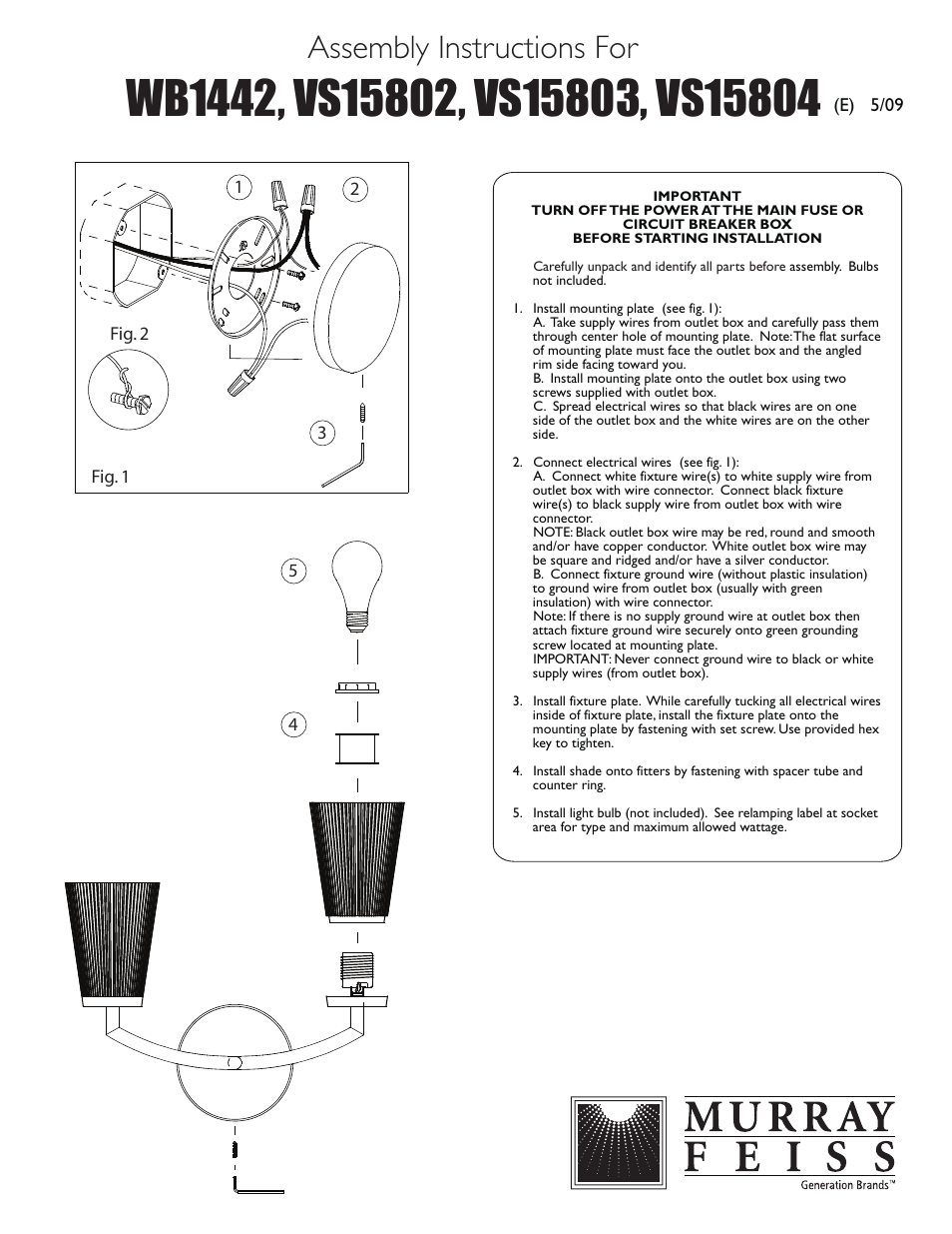 Feiss WB1442 User Manual | 1 page