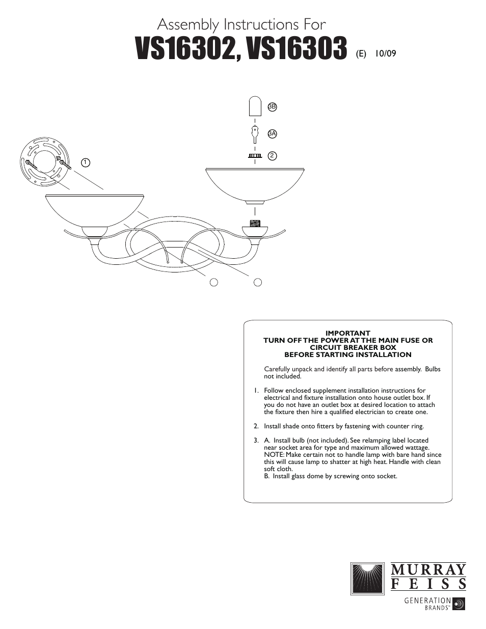 Feiss VS16303 User Manual | 1 page