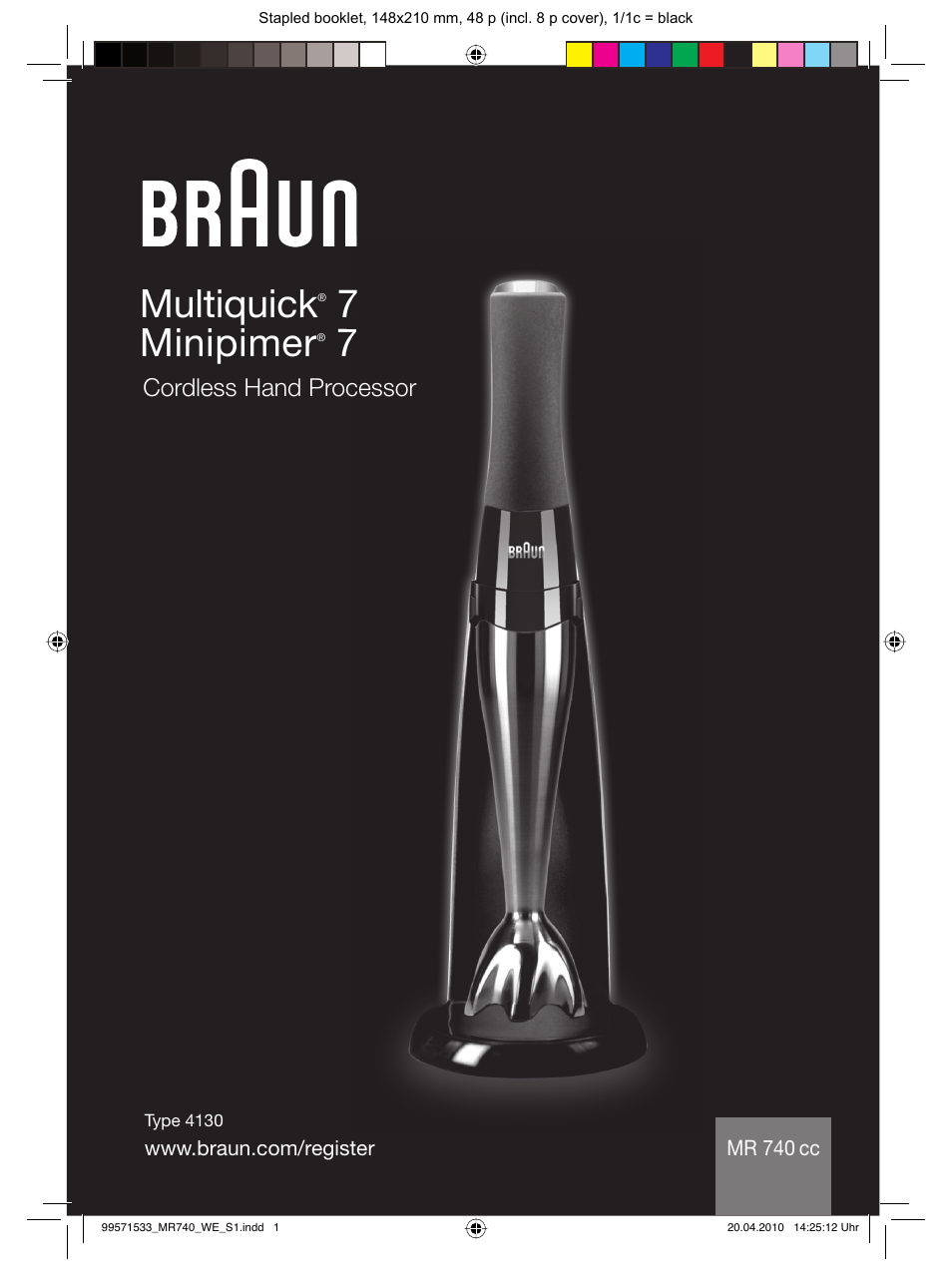 Braun Cordless Hand Processor MR 740 CC User Manual | 45 pages