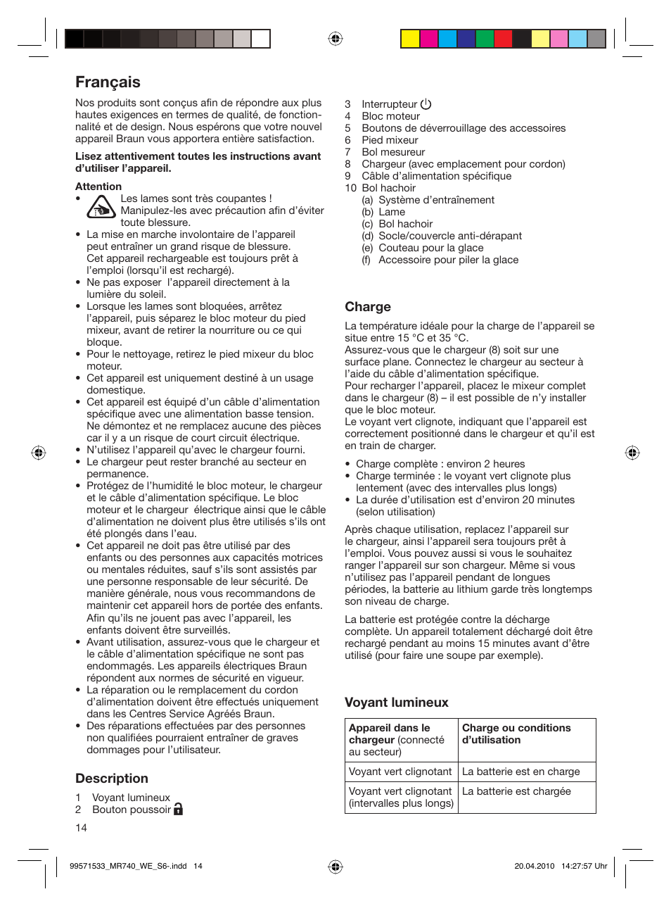 Français | Braun Cordless Hand Processor MR 740 CC User Manual | Page 13 / 45