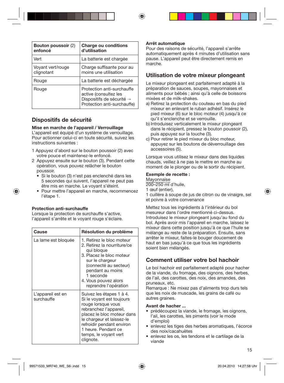 Braun Cordless Hand Processor MR 740 CC User Manual | Page 14 / 45