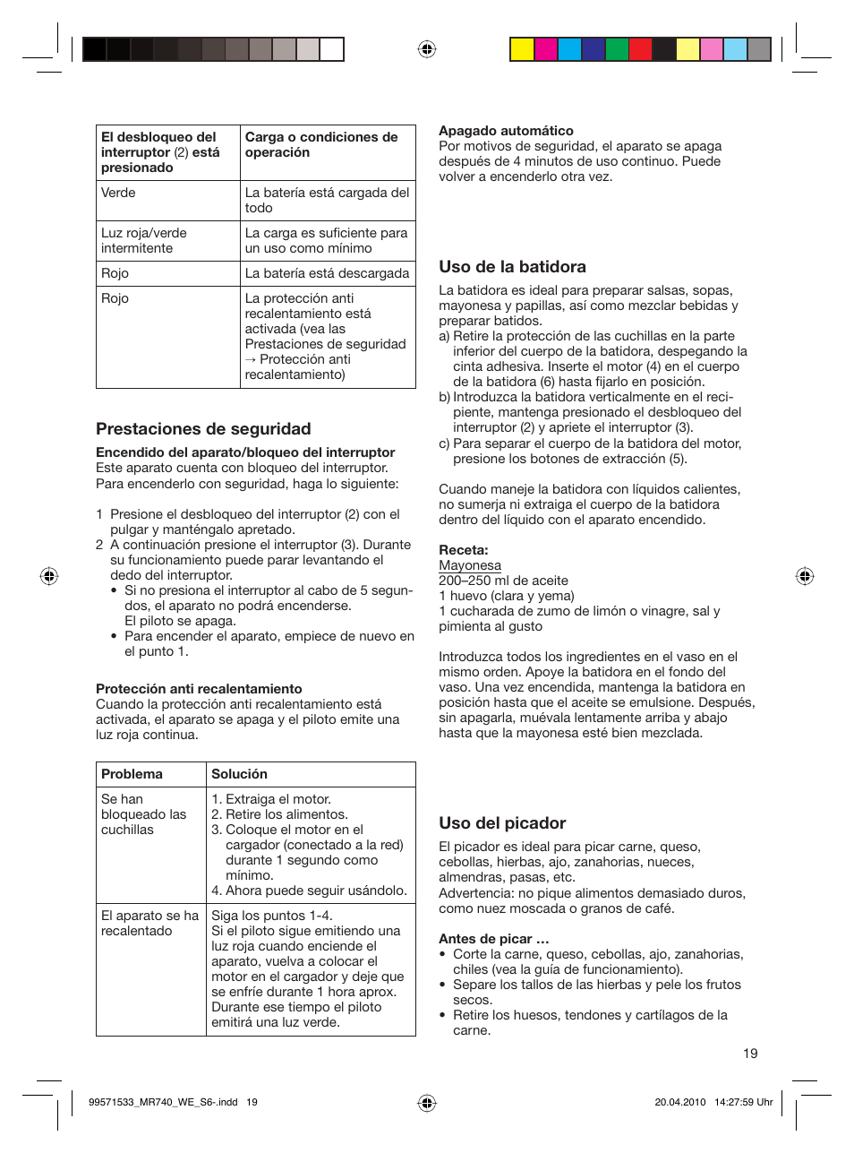 Braun Cordless Hand Processor MR 740 CC User Manual | Page 18 / 45