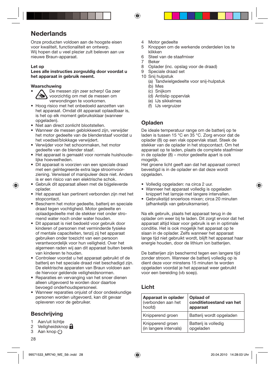 Nederlands | Braun Cordless Hand Processor MR 740 CC User Manual | Page 27 / 45