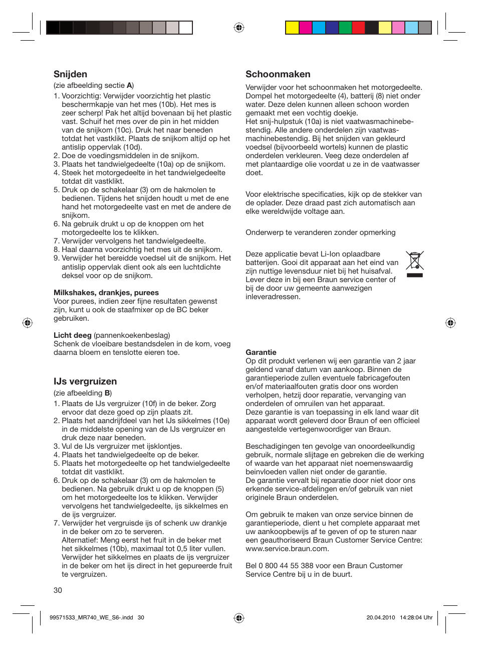 Braun Cordless Hand Processor MR 740 CC User Manual | Page 29 / 45