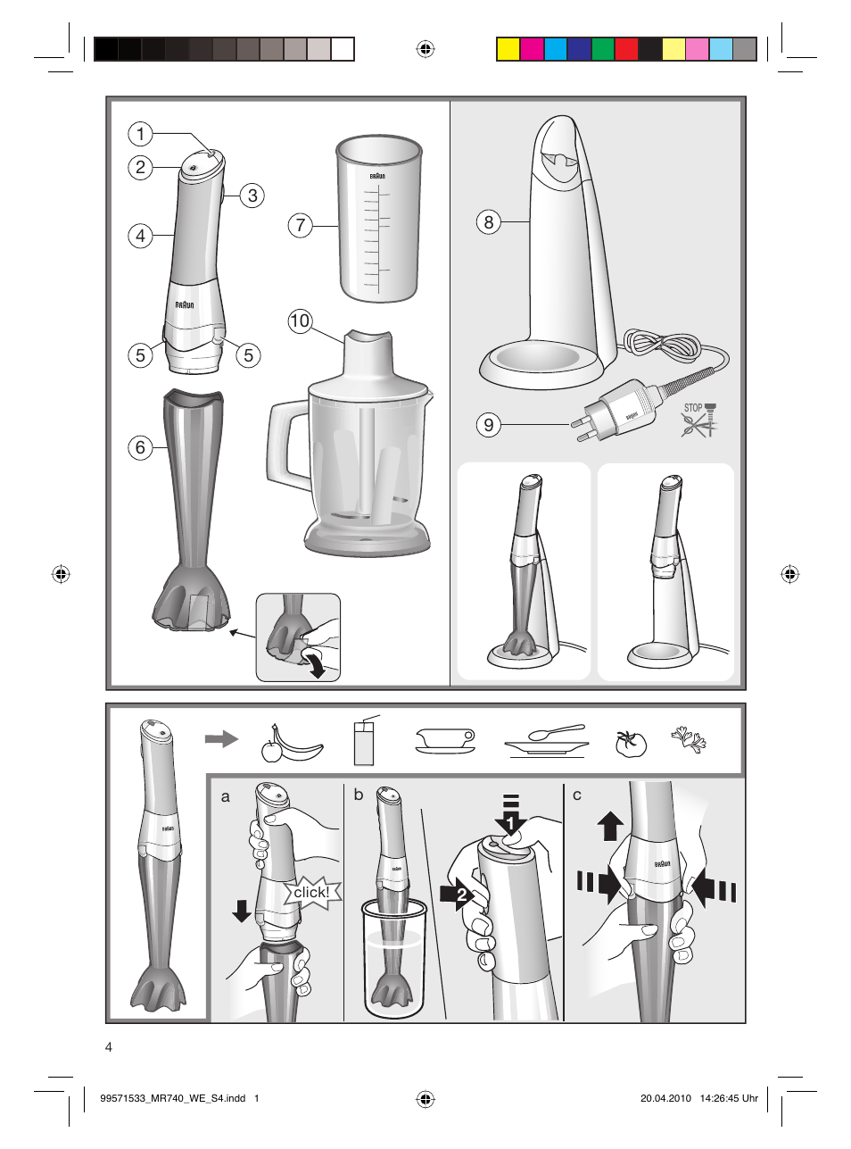 Braun Cordless Hand Processor MR 740 CC User Manual | Page 3 / 45