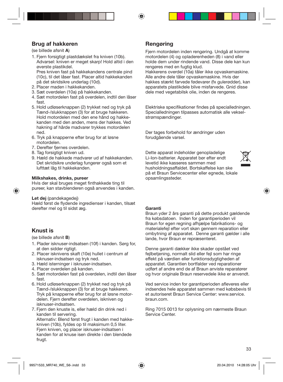 Braun Cordless Hand Processor MR 740 CC User Manual | Page 32 / 45