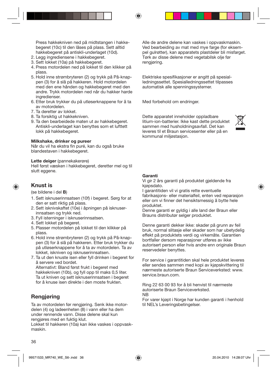 Braun Cordless Hand Processor MR 740 CC User Manual | Page 35 / 45