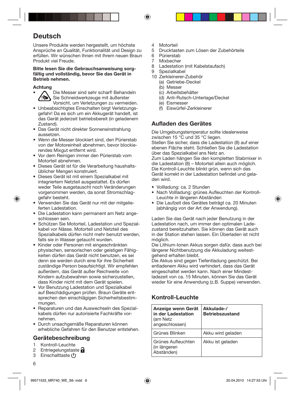 Deutsch | Braun Cordless Hand Processor MR 740 CC User Manual | Page 5 / 45