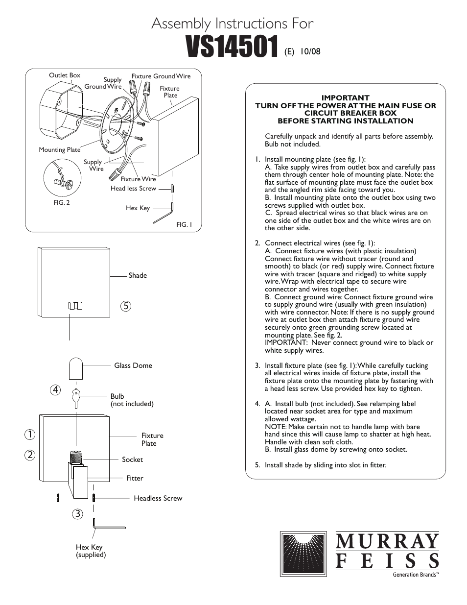 Feiss VS14501 User Manual | 1 page