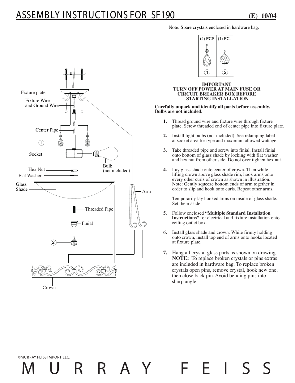 Feiss SF190 User Manual | 1 page