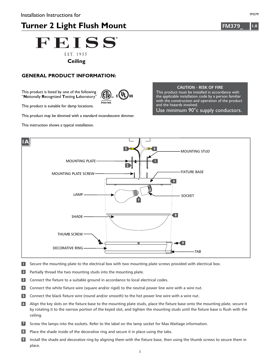 Feiss FM379 User Manual | 4 pages