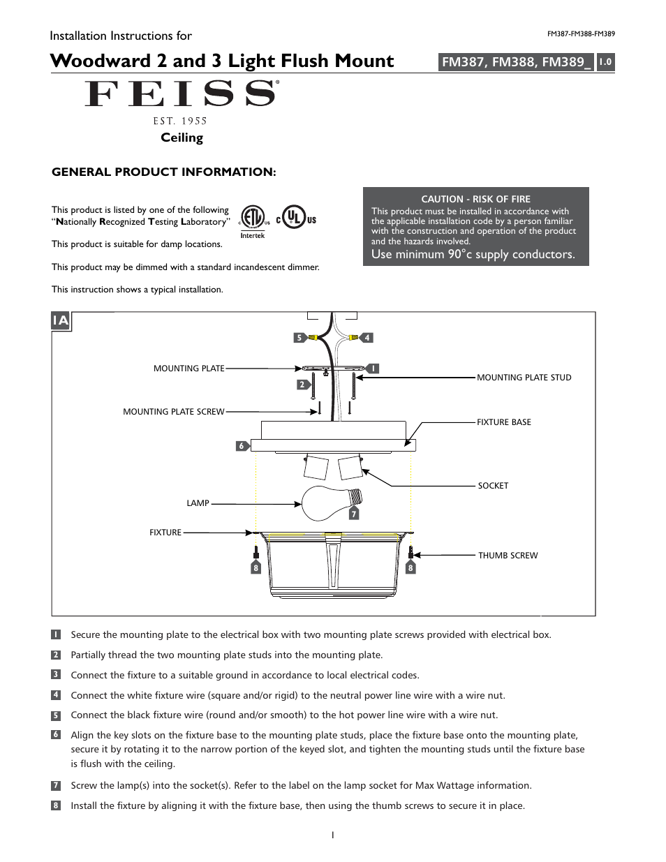 Feiss FM389 User Manual | 4 pages